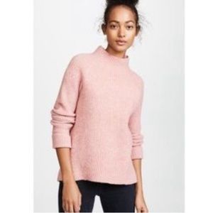 Madewell Northfield Mock Neck Wool Ribbed Heather Poinsettia Pink Sweater Size S